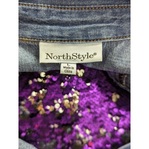 Vintage 90s Style Blue Button Down Denim Long Sleeve Midi Dress Coastal Cowgirl - Picture 6 of 7